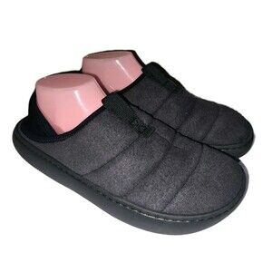 CROCS MOCCASIN M7 W9 Classic Vegan Suede Moc Charcoal Black Logo Pull On Loafers